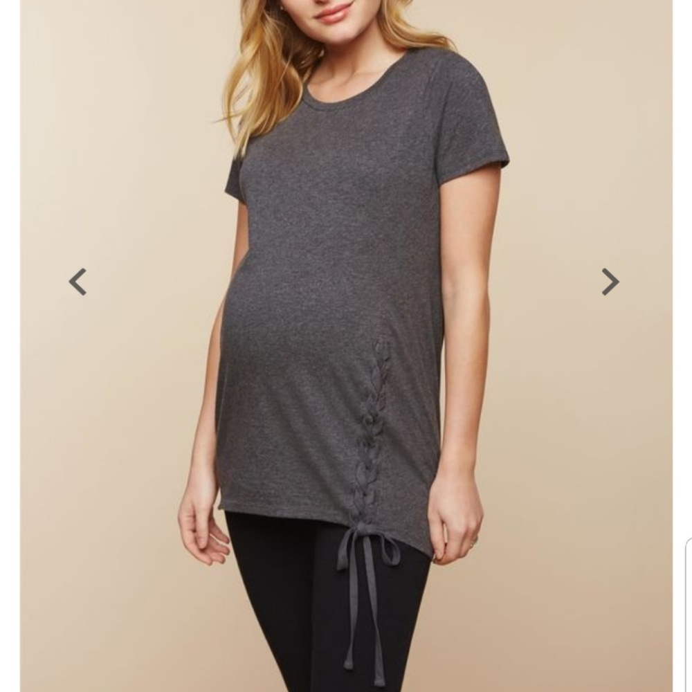 Motherhood Maternity Knit Tee with Lace Up Side